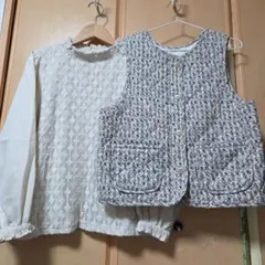 サマンサモスモス SM2 ナチュラル レースブラウス×リバーシブルベスト