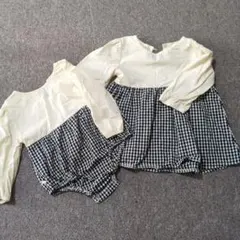 長袖カットソー 白/黒チェック ギンガム