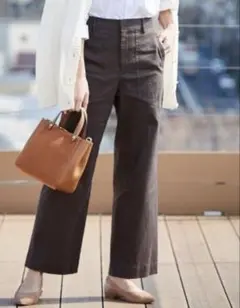 23区 ウオッシュドラミー ベイカーパンツ ダークブラウン 麻綿 40 美品