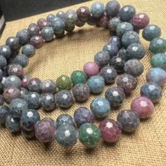 カットサファイア ルビー 6.5mm 1連分 ブレスレット2本セット