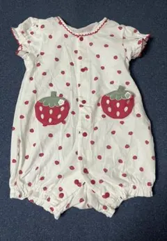 いちご柄ポケット付きロンパース 60-70cm