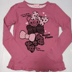 140★メゾピアノ★裾フリル！リボン＆ベアちゃんプリントＴシャツ★のサムネイル
