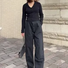 shishikui open collar 黒長袖ニット shishikui open collar 黒長袖ニット - メルカリ