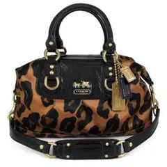 【極美品】コーチ マディソン ナイロン パテントレザー レオパード 2way