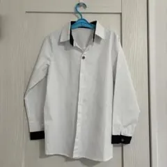 ホワイト ネイビー 襟 長袖シャツ
