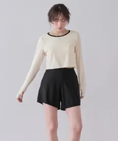 SEA DRESS 3点セット/パイピング長袖ビキニ×ショートパンツ　Lサイズ