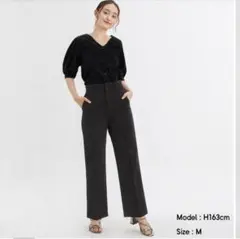 GU センタープレスストレートジーンズ ブラックM