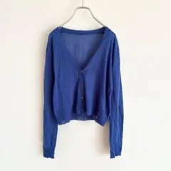 A238 ブルー　カーディガン　薄手　差し色　羽織り　レディース　トップス　長袖