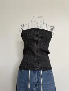 AZ BY MOUSSY ラメニット キャミソール ブラックのサムネイル