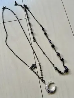 【美品】ANNA SUI 月　蝶　2連ネックレス