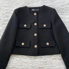 ♡大人気♡ZARA ノーカラージャケット　ゴールドボタン