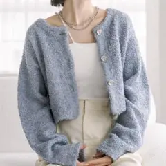 即購入◎ mystic リボンヤーンショートカーディガン