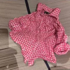 赤と白のギンガムチェック 半袖シャツ