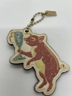 COACH バッグチャーム ピッグ グリッター 豚　キーホルダー