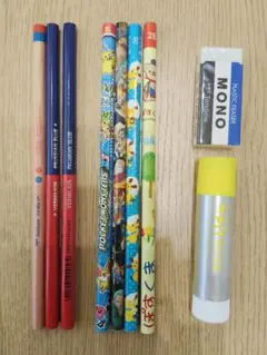 新品★赤青鉛筆 鉛筆 消しゴム スティックのり 文具まとめのサムネイル