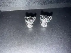 【新品】ヒョウ柄 ピアス ダイヤ型 スタッド レディース