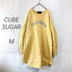 キューブシュガー　長袖トレーナーチュニック　イエロー　M　ボリュームスリーブ
