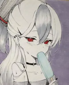 ブルアカ 水着カヨコ ファンアート 手書き イラスト色紙