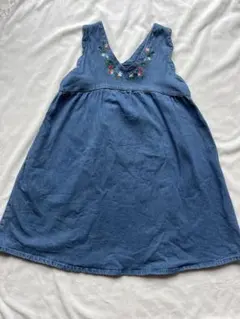 デニム ジャンバースカート 花柄刺繍 ムージョンジョン moujonjon