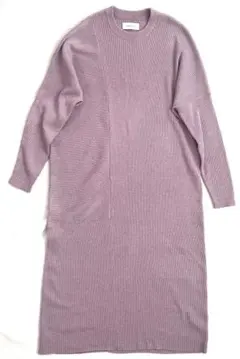 アダムエロペ　リブニット切替ロングワンピース　クルーネック　F 説明画像追加