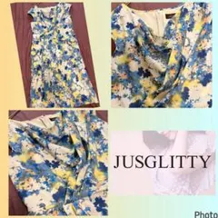 ジャスグリッティー★美品★胸元ボリュームドレープ★綺麗色★大人綺麗ワンピース