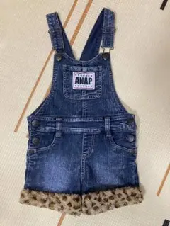 【値下げ】ANAP kids アナップキッズ　デニム　オーバーオール　裾ボア