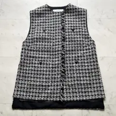 【10/10まで】ADORE ファンシーツイードベスト ジレ ブラック 38