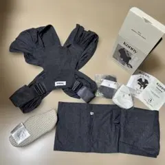 コニー抱っこ紐XS-XL チャコール　ヘッドサポート付