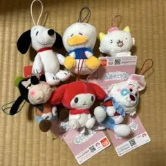 スヌーピー・グーフィー・マイメロディなど　むにゃすや　ぬいぐるみセット