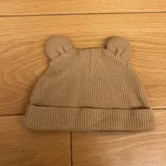 ベビー用耳付きベージュ帽子 36-40cm
