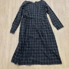 スタジオクリップ　コットンリネン　起毛ウエストタックワンピース　グレー