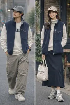 美品　POLO SPORT フリースベスト ネイビー