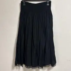 黒いフレアスカート ひざ丈 プリーツ
