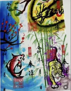 ホワイトタイガーと青いバラの絵画 - メルカリ