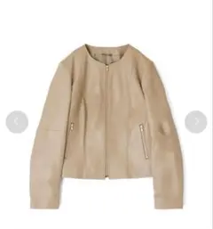 新品未使用 ANAYI アナイ ラムレザークルージャケット ベージュ 38サイズ ANAYI(アナイ) ノーカラージャケット102211-10-150-85-380 102211-10