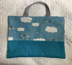 ハンドメイド・空と鳥デザインのレッスンバッグ