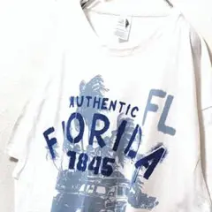 デルタ フロリダ1845 デカロゴ Tシャツ ホワイト 白 XL 古着