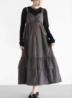 新品　ヤマダヤ　Vin ギンガムチェックティアードキャミワンピース