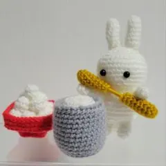 あみぐるみ　餅つき　うさぎ