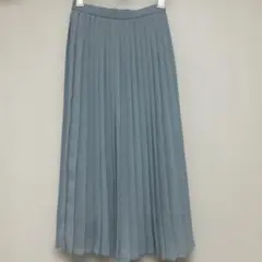 ユニクロ ライトブルー シフォンプリーツロングスカート XS