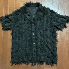シティショップ CITY SHOP フリンジ ジャガード 半袖 シャツ シアー