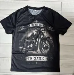新品 バイク Tシャツ S 黒 速乾 ドライ ヴィンテージ風 クラシック レトロ