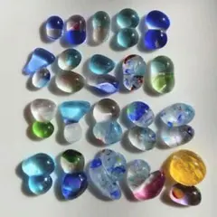 沖縄 琉球ガラス 小さな色んな形のナギット40個セット/カラフルcolor