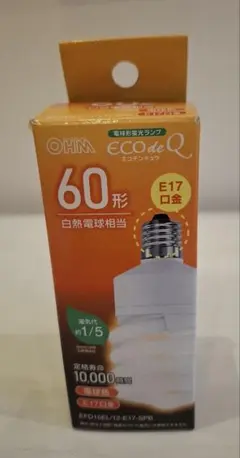 OHM ECO de Q 電球形蛍光ランプ 60形 E17口金