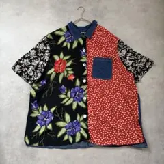 80s 90s KENZO リーフ柄 総柄 ノースリーブ シャツ - メルカリ
