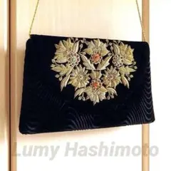 Lumy Hashimoto vintage 花柄刺繍 2wayベロアバッグ