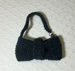 ハンドメイド 編み物 リボン チャーム バック