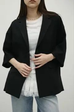 STYLEMIXER リネンライクテーラージャケット 黒のサムネイル