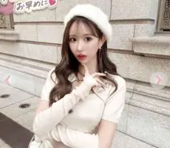 cherimi♡アームウォーマー付きチェーンニット＋フラワーフレアスカート