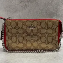 COACH 64877 シグネチャー チェーン アクセサリーポーチ ハンドバッグ